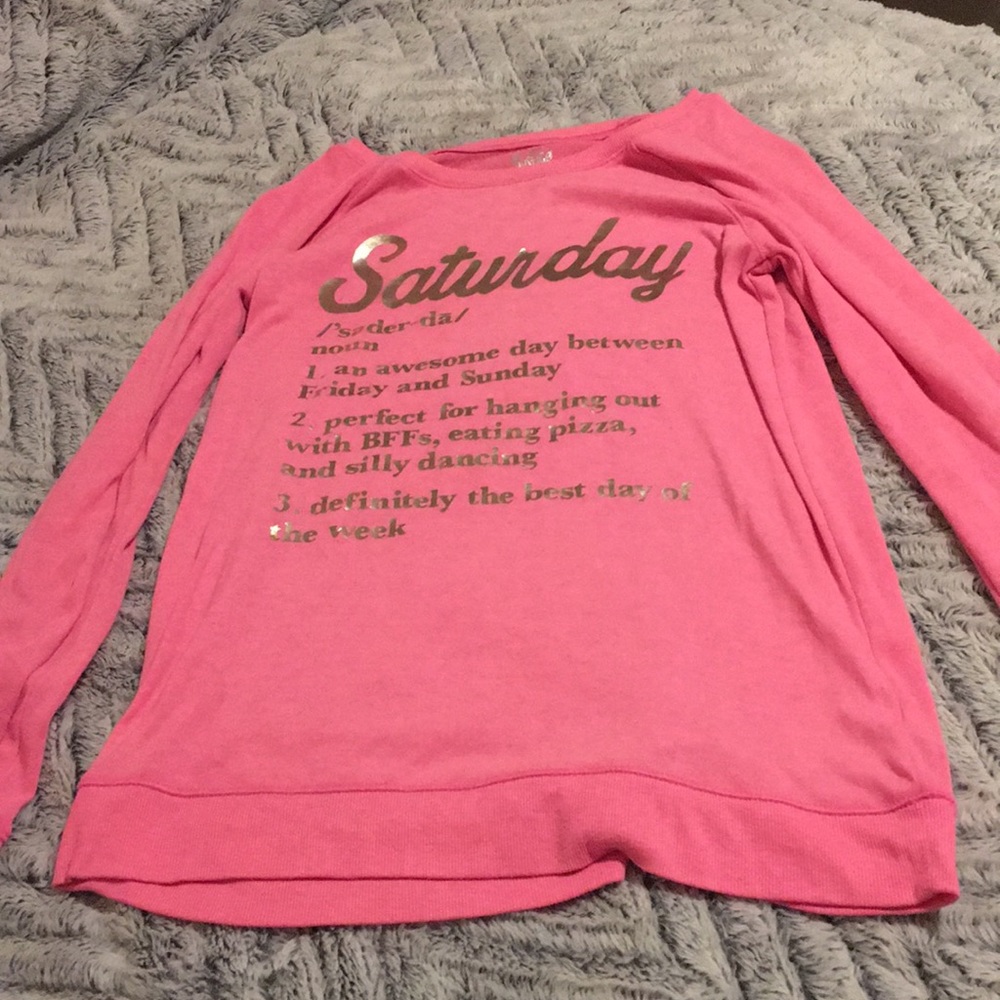 Pink “Saturday” definition shirt by Justice